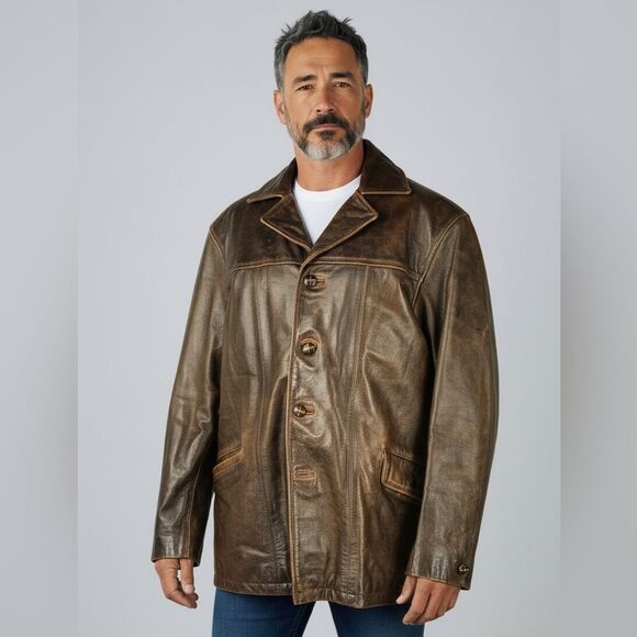 Oakwood Classic Other - Oakwood Classic Men’s Genuine Leather Coat Brown Thinsulate Large – Vintage